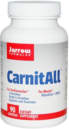CarnitAll, 90 Capsules by Jarrow Formulas, 補充劑，氨基酸，左旋肉鹼 HK 香港