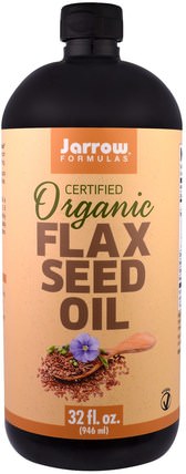 Certified Organic Flax Seed Oil, 32 fl oz (946 ml) by Jarrow Formulas, 補充劑，efa omega 3 6 9（epa dha），亞麻油液，亞麻籽 HK 香港