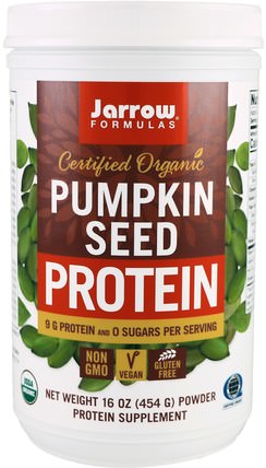 Certified Organic Pumpkin Seed Protein, 16 oz (454 g) by Jarrow Formulas, 補充劑，蛋白質飲料 HK 香港