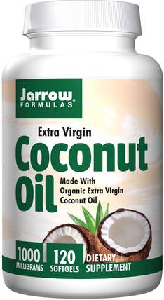 Coconut Oil, Extra Virgin, 1000 mg, 120 Softgels by Jarrow Formulas, 食物，椰子油，椰子油軟膠囊 HK 香港