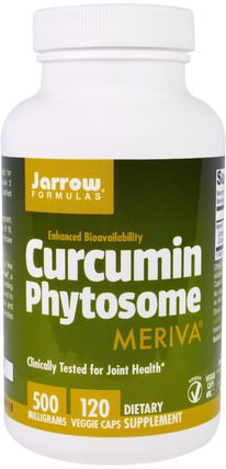 Curcumin Phytosome, Meriva, 500 mg, 120 Veggie Caps by Jarrow Formulas, 補充劑，抗氧化劑，薑黃素，meriva phytosome薑黃素 HK 香港