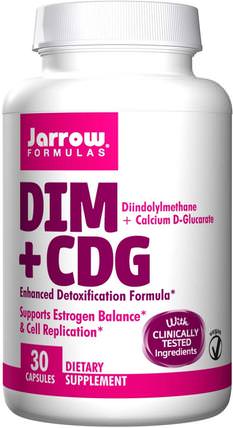 DIM + CDG, Enhanced Detoxification Formula, 30 Veggie Caps by Jarrow Formulas, 健康，排毒，補品，二吲哚甲烷（昏暗） HK 香港