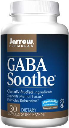 GABA Soothe, 30 Veggie Caps by Jarrow Formulas, 補充劑，gaba（γ氨基丁酸），製藥gaba HK 香港