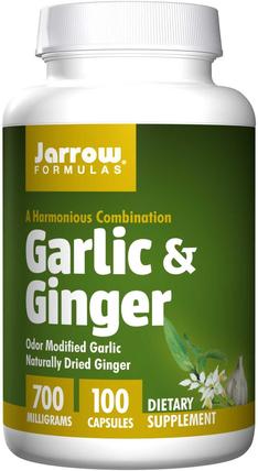 Garlic & Ginger, 700 mg, 100 Capsules by Jarrow Formulas, 補充劑，抗生素，大蒜，草藥，姜根 HK 香港