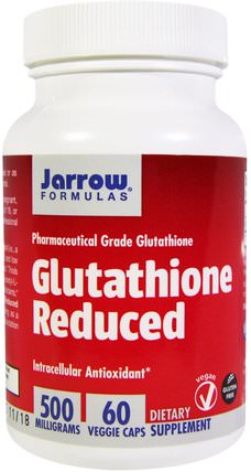 Glutathione Reduced, 500 mg, 60 Veggie Caps by Jarrow Formulas, 補充劑，l穀胱甘肽 HK 香港