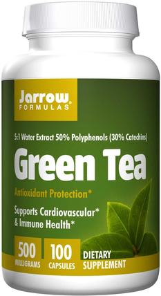 Green Tea, 500 mg, 100 Veggie Caps by Jarrow Formulas, 補充劑，抗氧化劑，綠茶 HK 香港