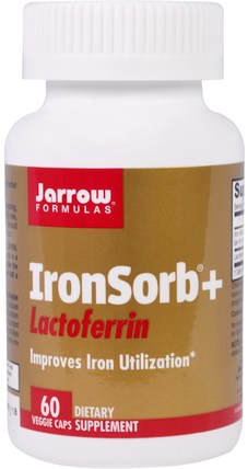 Ironsorb+Lactoferrin, 60 Veggie Caps by Jarrow Formulas, 補充劑，乳鐵蛋白，礦物質，鐵 HK 香港