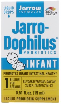 Jarro-Dophilus Probiotics, Liquid Drops, Infant, 0.51 fl oz. (15 ml) by Jarrow Formulas, 補充劑，益生菌，兒童益生菌，穩定的益生菌 HK 香港