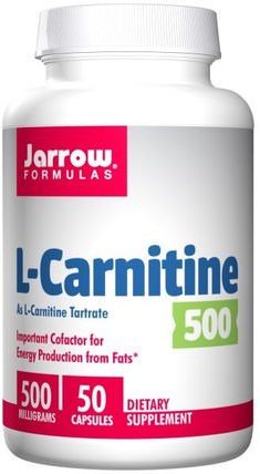 L-Carnitine 500, 500 mg, 50 Capsules by Jarrow Formulas, 補充劑，氨基酸，左旋肉鹼，左旋肉鹼 HK 香港