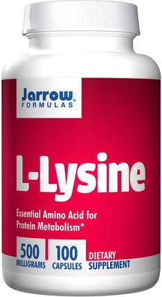 L-Lysine, 500 mg, 100 Capsules by Jarrow Formulas, 補充劑，氨基酸，l賴氨酸 HK 香港