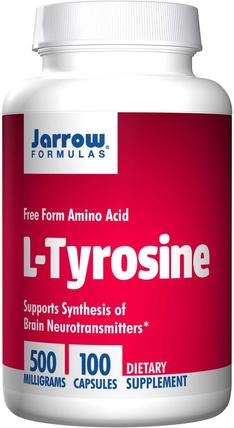 L-Tyrosine, 500 mg, 100 Capsules by Jarrow Formulas, 補充劑，氨基酸，酪氨酸 HK 香港