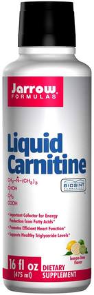 Liquid Carnitine, Lemon-Lime Flavor, 16 fl oz (475 ml) by Jarrow Formulas, 補充劑，氨基酸，左旋肉鹼，左旋肉鹼液 HK 香港