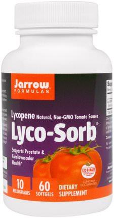 Lyco-Sorb Lycopene, 10 mg, 60 Softgels by Jarrow Formulas, 補充劑，抗氧化劑，番茄紅素 HK 香港