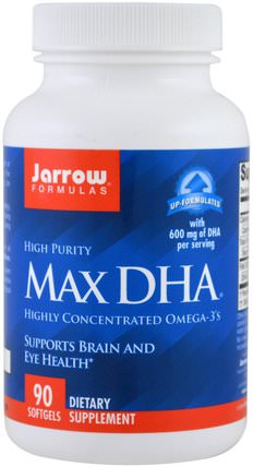 Max DHA, 90 Softgels by Jarrow Formulas, 補充劑，efa omega 3 6 9（epa dha），dha，魚油 HK 香港