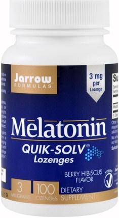 Melatonin Quick-Solv, 3 mg, Berry Hibiscus Flavor, 100 Lozenges by Jarrow Formulas, 補充劑，褪黑激素 HK 香港