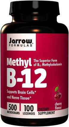 Methyl B-12, Cherry Flavor, 500 mcg, 100 Lozenges by Jarrow Formulas, 維生素，維生素b12，維生素b12 - 甲基鈷胺素 HK 香港