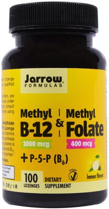 Methyl B-12 & Methyl Folate, 1.000 mcg / 400 mcg, Lemon Flavor, 100 Lozenges by Jarrow Formulas, 維生素，維生素b，維生素b12，維生素b12 - 甲基鈷胺素 HK 香港