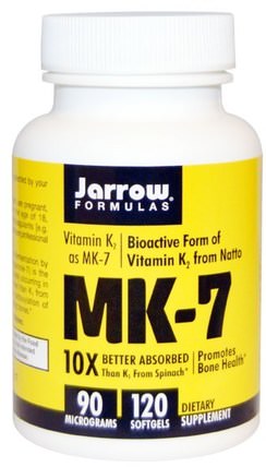 MK-7, Vitamin K2 as MK-7, 90 mcg, 120 Softgels by Jarrow Formulas, 維生素，維生素K HK 香港
