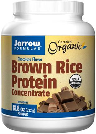 Organic Brown Rice Protein Concentrate, Chocolate Flavor, Powder, 18.8 oz (532 g) by Jarrow Formulas, 補充劑，蛋白質，大米蛋白粉 HK 香港