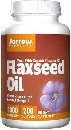 Organic Flaxseed Oil, 1000 mg, 200 Softgels by Jarrow Formulas, 補充劑，efa omega 3 6 9（epa dha），亞麻油軟膠囊 HK 香港