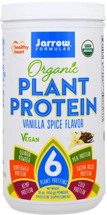 Organic Plant Protein, Vanilla Spice Flavor, 16 oz (450 g) by Jarrow Formulas, 補充劑，蛋白質 HK 香港