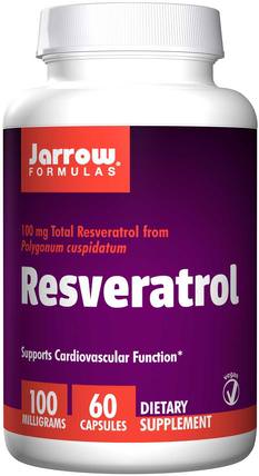 Resveratrol, 100 mg, 60 Veggie Caps by Jarrow Formulas, 補充劑，白藜蘆醇 HK 香港