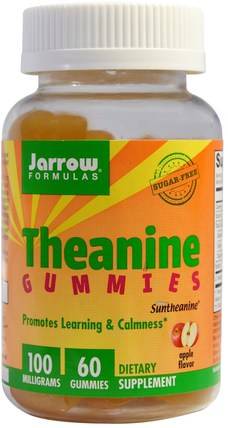 Theanine Gummies, Apple Flavor, Sugar Free, 100 mg, 60 Gummies by Jarrow Formulas, 補品，gummies HK 香港