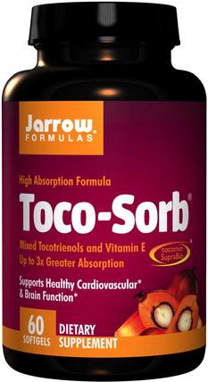 Toco-Sorb, Mixed Tocotrienols and Vitamin E, 60 Softgels by Jarrow Formulas, 維生素，維生素E，維生素E生育三烯酚 HK 香港
