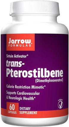 trans-Pterostilbene, 60 Veggie Caps by Jarrow Formulas, 補充劑，白藜蘆醇，紫檀芪 HK 香港