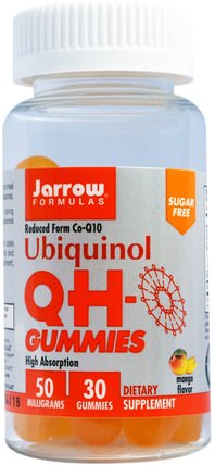 Ubiquinol QH-Gummies, Sugar Free, Mango Flavor, 50 mg, 30 Gummies by Jarrow Formulas, 補充劑，抗氧化劑，泛醇qh，泛醇coq10 050毫克，gummies HK 香港