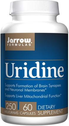 Uridine, 250 mg, 60 Capsules by Jarrow Formulas, 健康，注意力缺陷障礙，添加，adhd，腦，肝臟支持 HK 香港