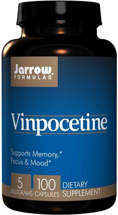 Vinpocetine, 5 mg, 100 Capsules by Jarrow Formulas, 健康，注意力缺陷障礙，添加，adhd，腦，長春西汀 HK 香港