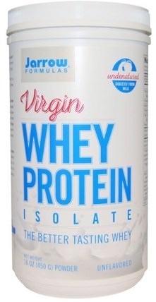 Virgin Whey Protein Isolate, Powder, Unflavored, 16 oz (450 g) by Jarrow Formulas, 補充劑，乳清蛋白 HK 香港