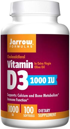 Vitamin D3, 1000 IU, 100 Softgels by Jarrow Formulas, 維生素，維生素D3 HK 香港