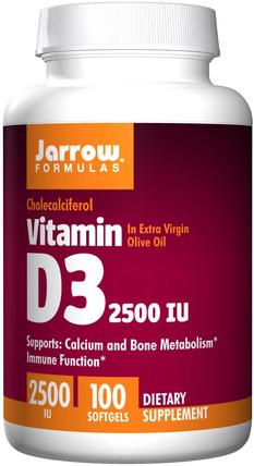 Vitamin D3, 2500 IU, 100 Softgels by Jarrow Formulas, 維生素，維生素D3 HK 香港