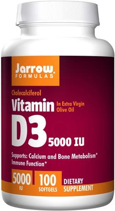 Vitamin D3, 5000 IU, 100 Softgels by Jarrow Formulas, 維生素，維生素D3 HK 香港
