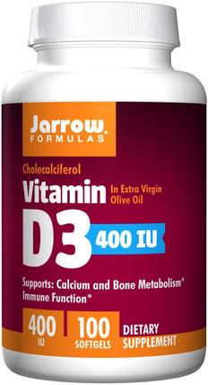 Vitamin D3, 400 IU, 100 Softgels by Jarrow Formulas, 維生素，維生素D3 HK 香港