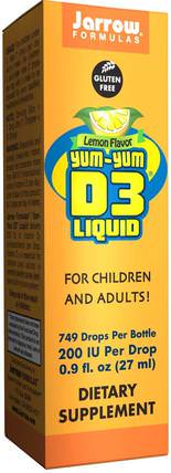 Yum-Yum D3 Liquid, Lemon Flavor, 0.9 fl oz (27 ml) by Jarrow Formulas, 維生素，維生素D3液體 HK 香港