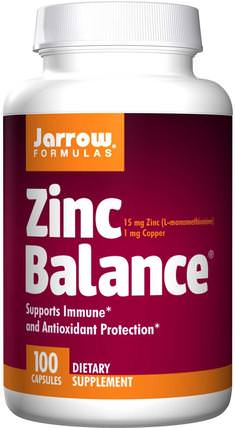 Zinc Balance, 100 Capsules by Jarrow Formulas, 補品，礦物質，鋅 HK 香港