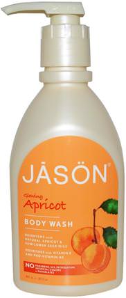 Body Wash, Glowing Apricot, 30 fl oz (887 ml) by Jason Natural, 洗澡，美容，沐浴露 HK 香港