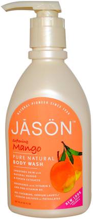 Body Wash, Softening Mango, 30 fl oz (887 ml) by Jason Natural, 洗澡，美容，沐浴露 HK 香港