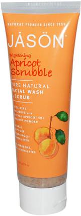 Brightening Apricot Scrubble, Facial Wash & Scrub, 4 oz (113 g) by Jason Natural, 美容，面部護理，洗面奶，面部去角質 HK 香港