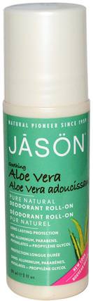 Deodorant Roll-On, Aloe Vera, 3 fl oz (89 ml) by Jason Natural, 沐浴，美容，除臭劑，滾裝除臭劑 HK 香港
