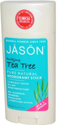 Deodorant Stick, Purifying Tea Tree, 2.5 oz (71 g) by Jason Natural, 洗澡，美容，除臭劑 HK 香港