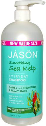 Everyday Shampoo, Smoothing Sea Kelp, 32 fl oz (946 ml) by Jason Natural, 洗澡，美容，洗髮水，頭髮，頭皮，護髮素 HK 香港