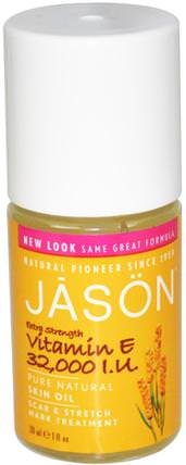 Extra Strength, Vitamin E Skin Oil, 32.000 I.U., 1 fl oz (30 ml) by Jason Natural, 健康，皮膚，維生素E油霜，按摩油 HK 香港