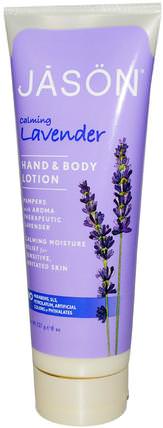 Hand & Body Lotion, Calming Lavender, 8 oz (227 g) by Jason Natural, 洗澡，美容，潤膚露 HK 香港