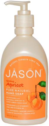 Hand Soap, Glowing Apricot, 16 fl oz (473 ml) by Jason Natural, 洗澡，美容，肥皂 HK 香港