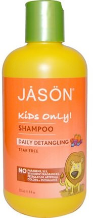 Kids Only!, Shampoo, Daily Detangling, 8 fl oz (237 ml) by Jason Natural, 洗澡，美容，洗髮水，兒童洗髮水 HK 香港