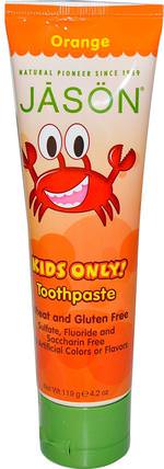 Kids Only!, Toothpaste, Orange, 4.2 oz (119 g) by Jason Natural, 洗澡，美容，牙膏 HK 香港